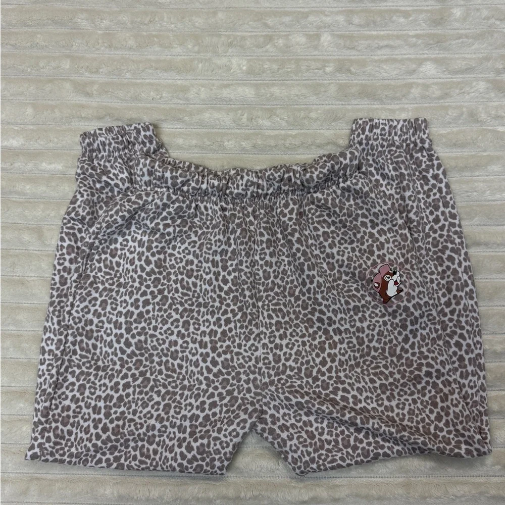 Buc-ees: Girl's Leopard Print Joggers with Pink Buc-ees Logo, Size YS
